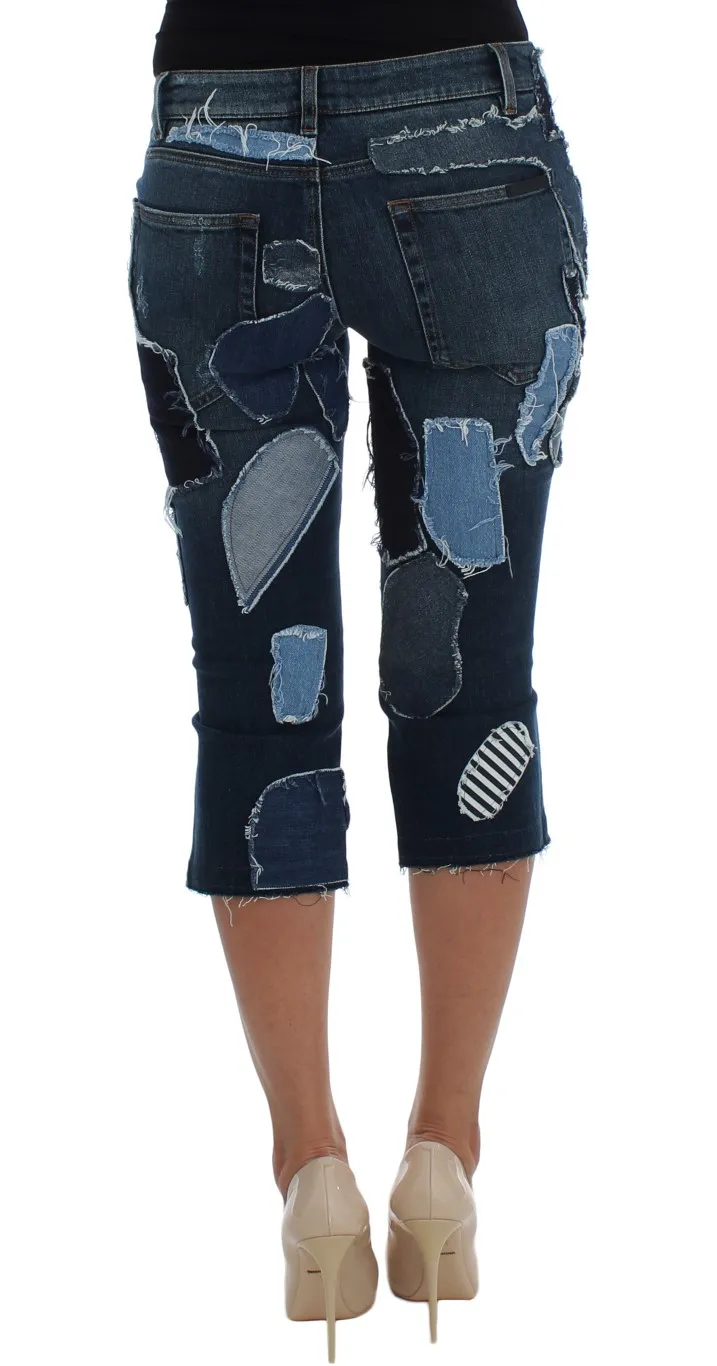 Dolce & Gabbana Women's Chic Blue Patchwork Denim Shorts