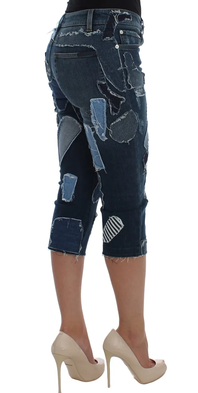 Dolce & Gabbana Women's Chic Blue Patchwork Denim Shorts