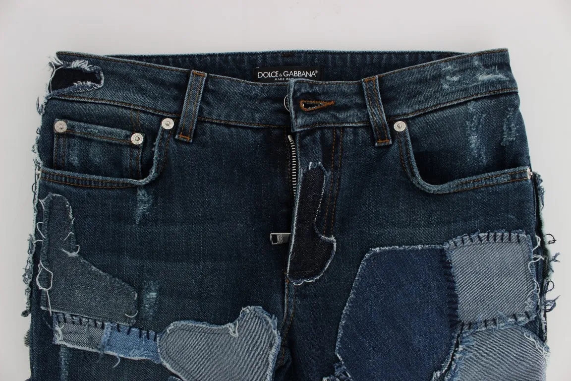 Dolce & Gabbana Women's Chic Blue Patchwork Denim Shorts