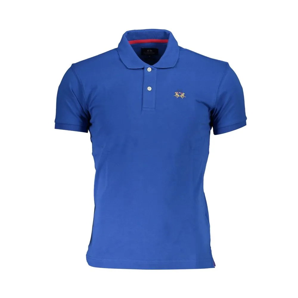 La Martina Blue Cotton Men Polo Shirt