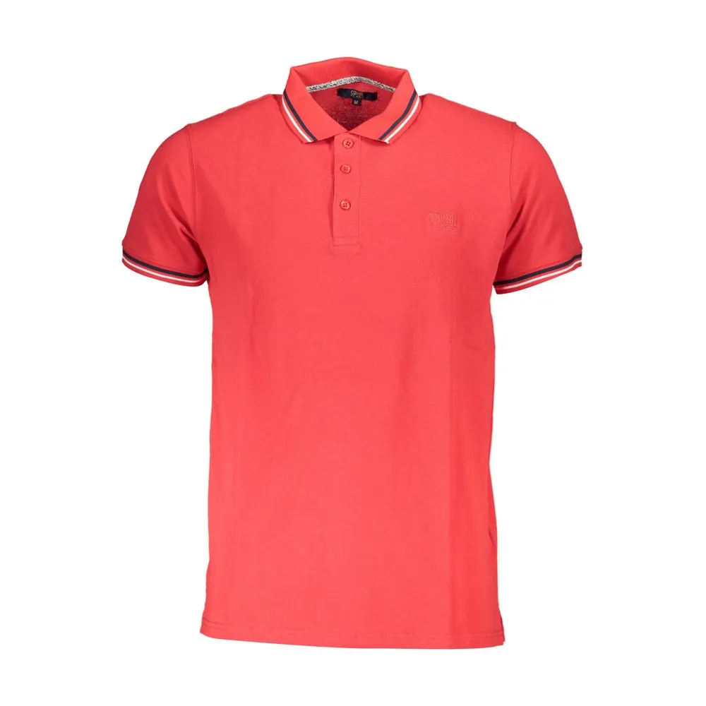 Cavalli Class Men's Red Cotton Polo Shirt