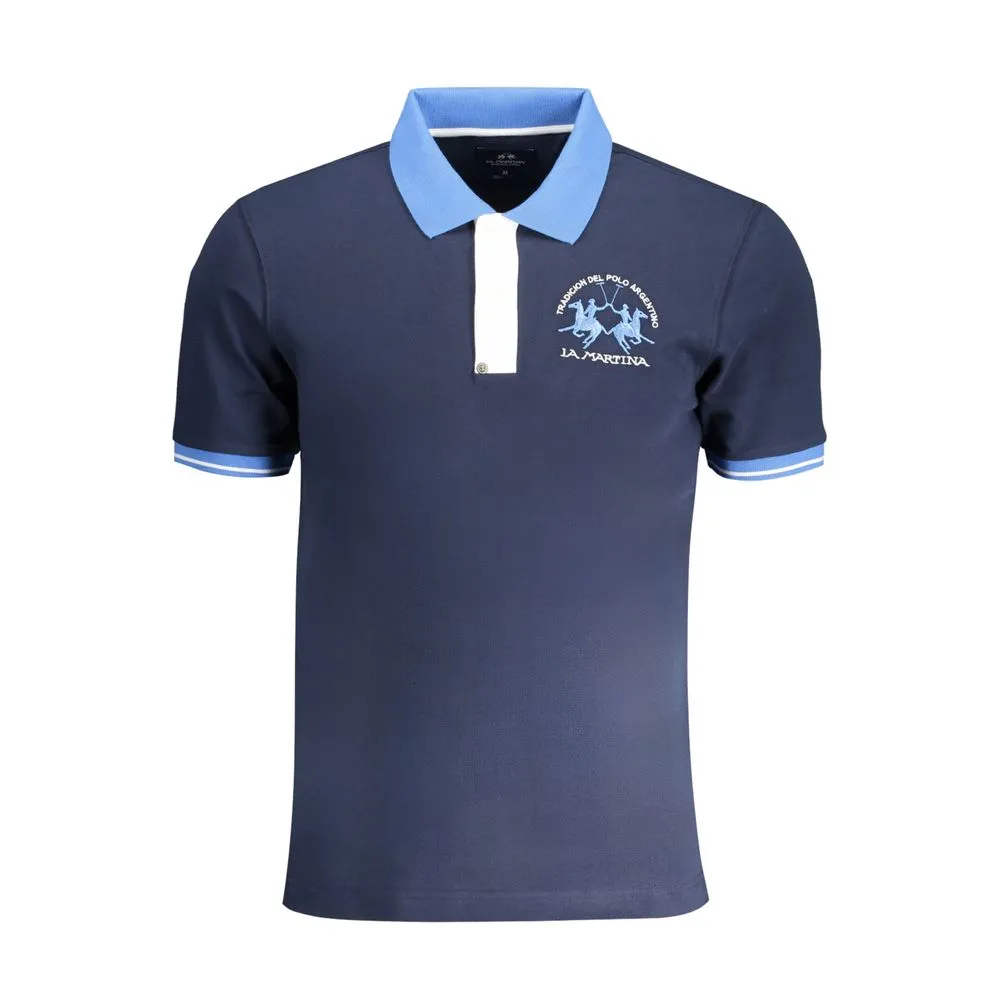 La Martina Men's Blue Cotton Polo Shirt