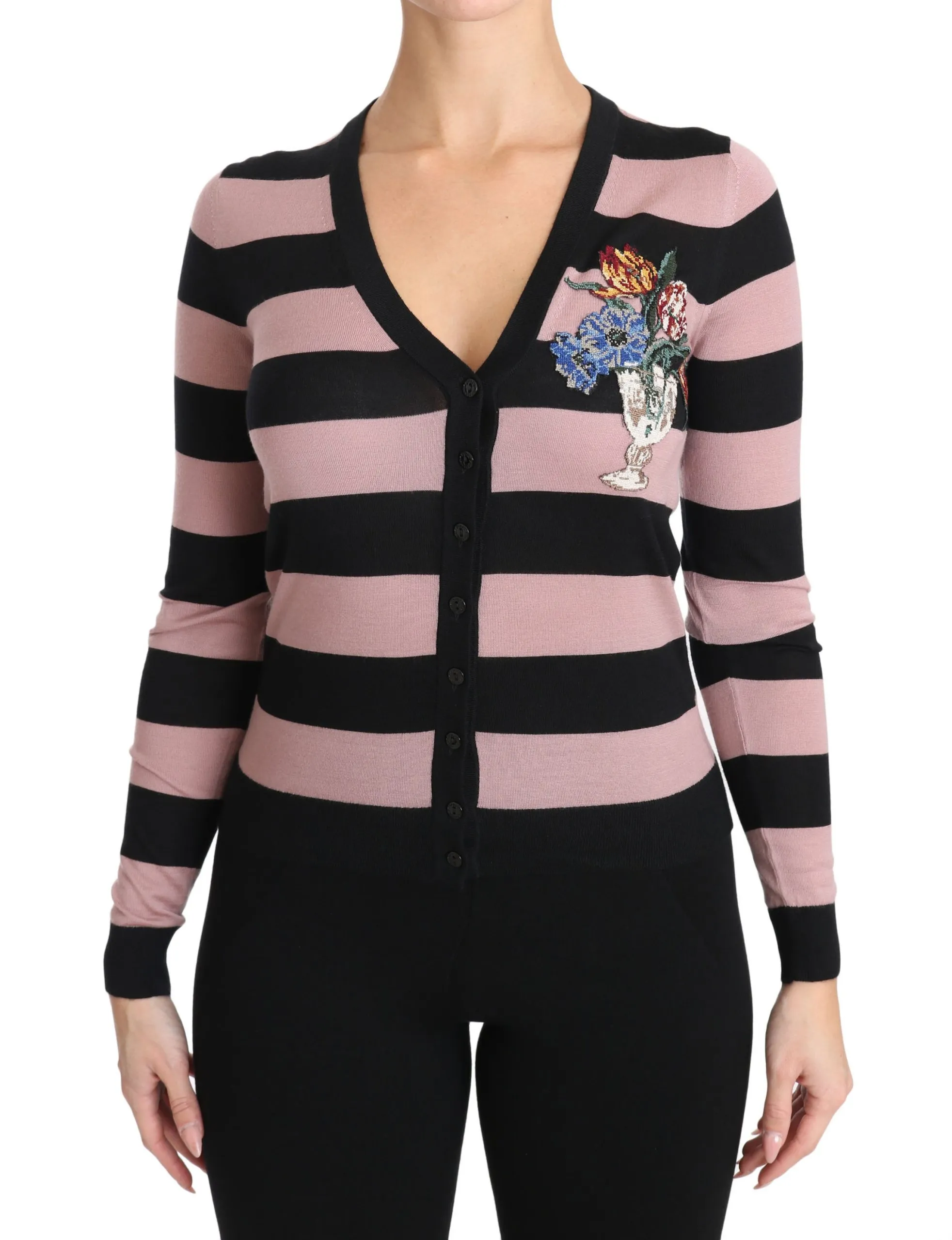 Dolce & Gabbana Women's Elegant Floral Embroidered Cashmere Cardigan