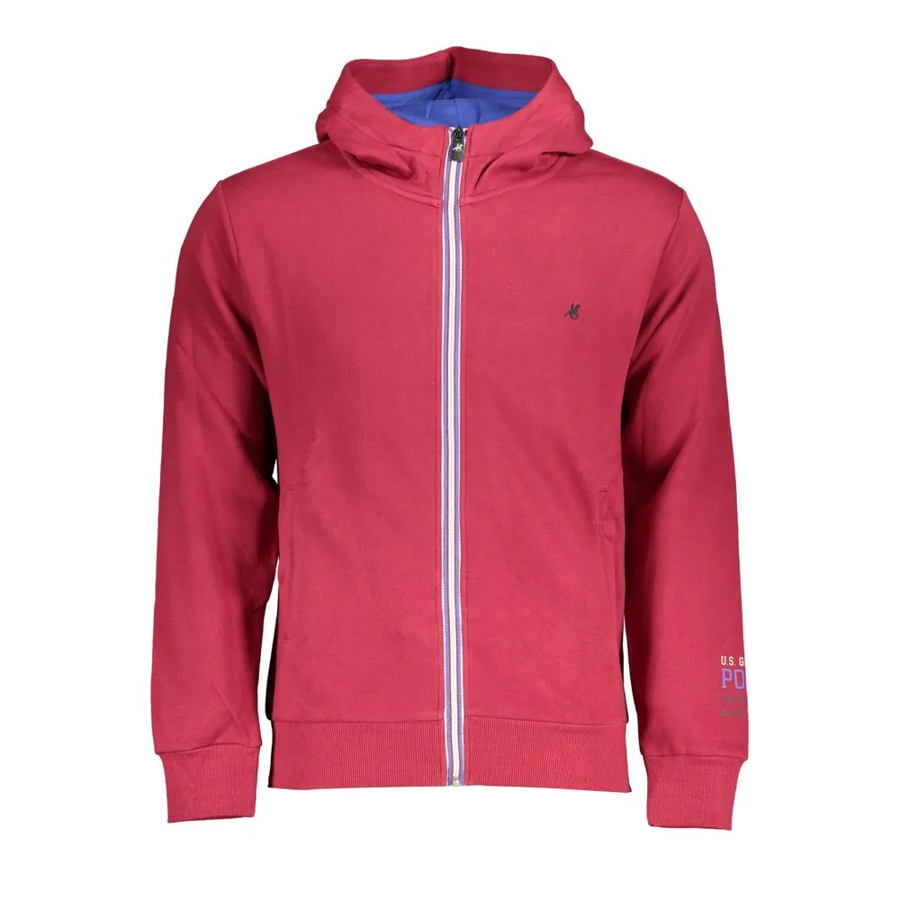 U.S. Grand Polo Men's Chic Pink Fleece Hooded Sweatshirt