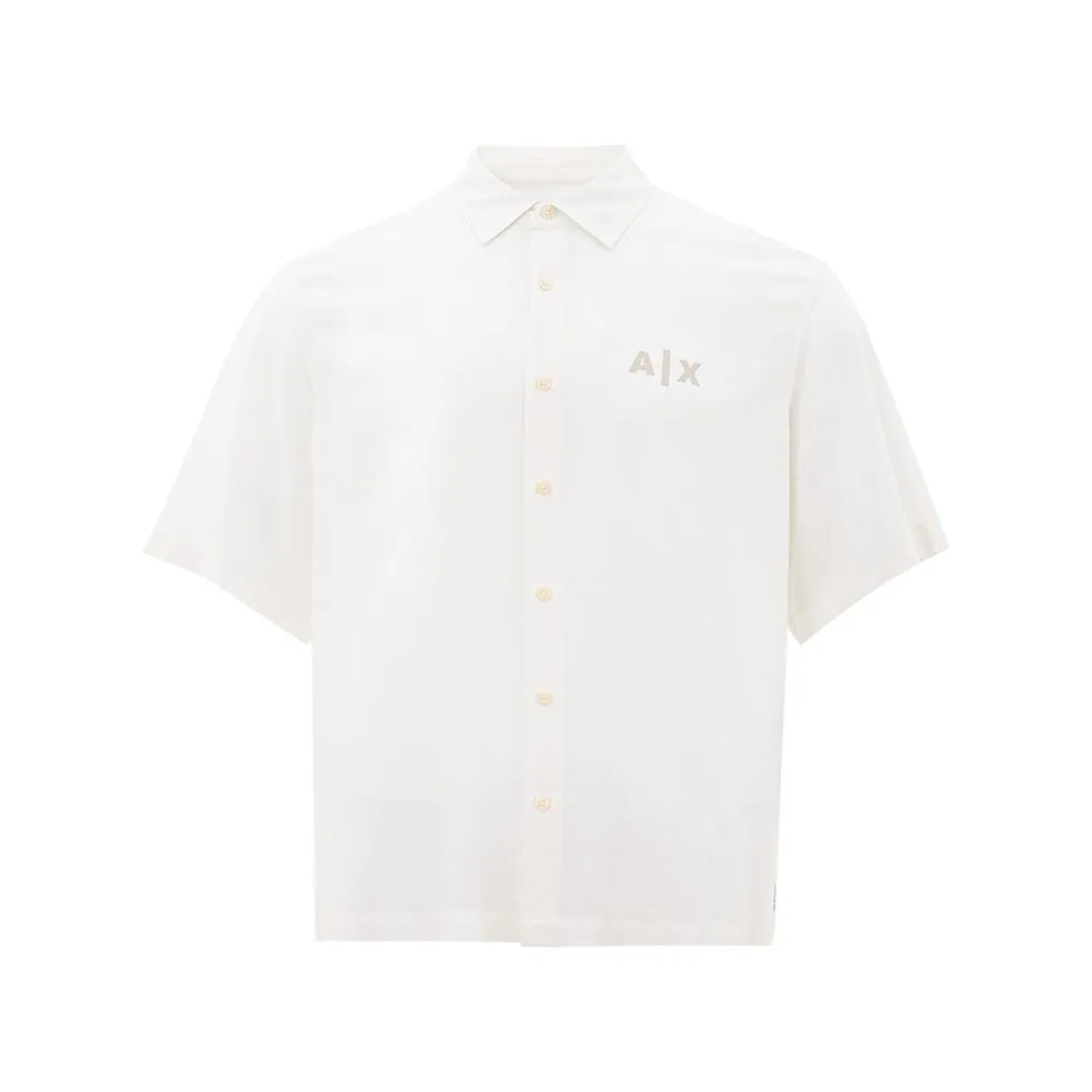 Armani Exchange Men's Elegant White Viscose Shirt for Men