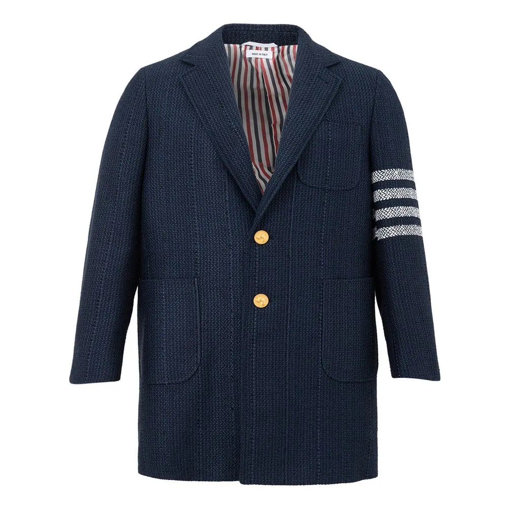 Thom Browne Men's Elegant Acrylic Blue Jacket for Men