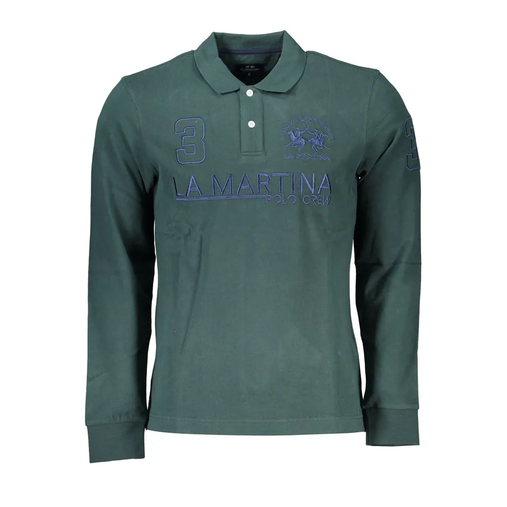 La Martina Men's Classic Green Polo Shirt with Embroidery Detail