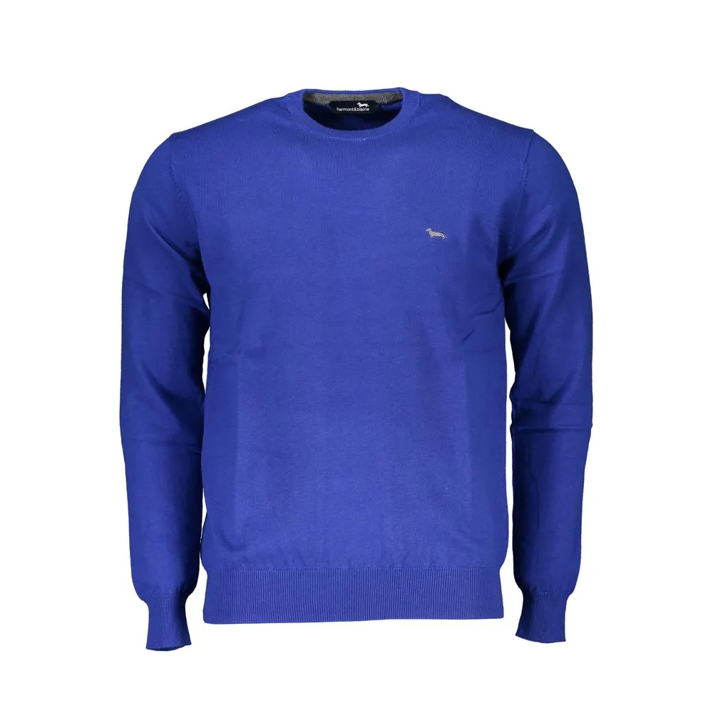Harmont & Blaine Men's Chic Blue Crew Neck Sweater with Embroidery