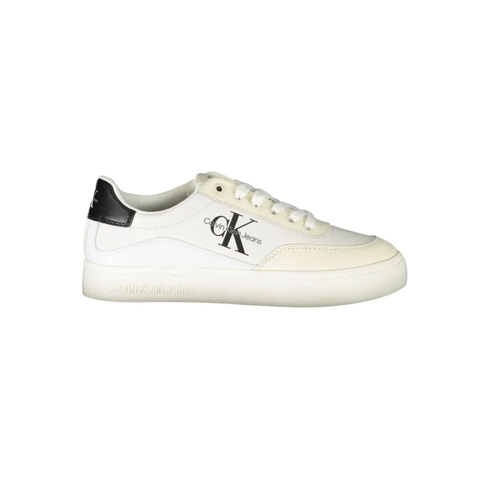 Calvin Klein Women's Chic White Lace-Up Sneakers with Contrast Detailing