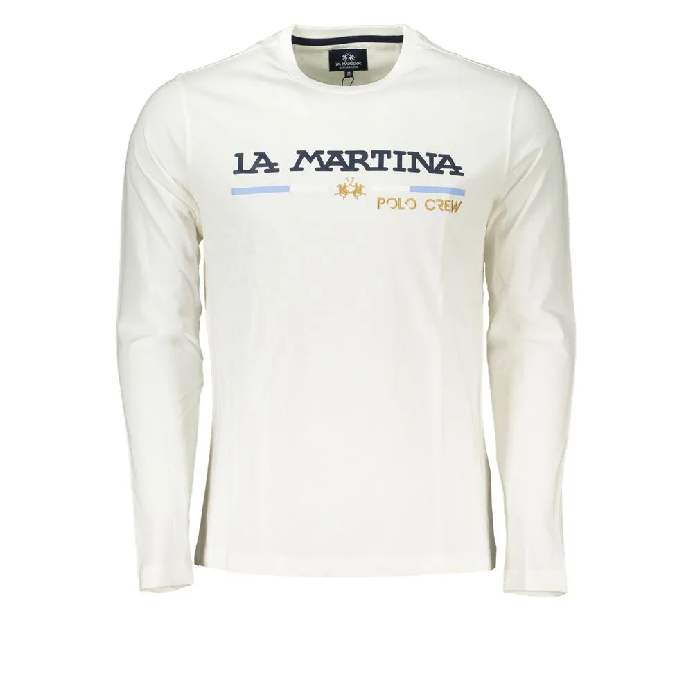 La Martina Men's Chic Crew Neck Embroidered White Tee