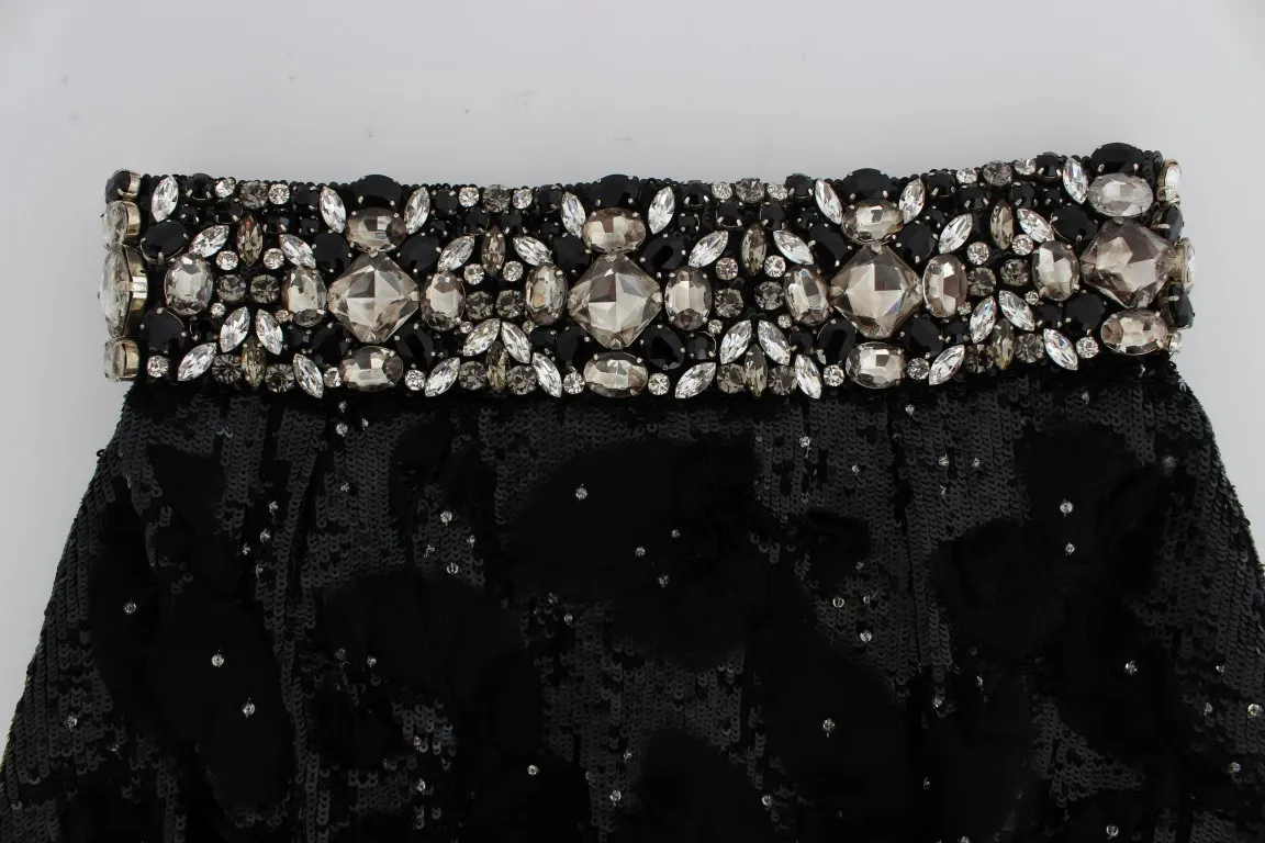 Dolce & Gabbana Women's Crystal Sequined Silk High Waist Shorts