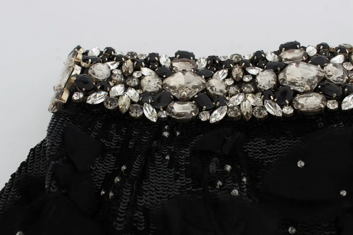 Dolce & Gabbana Women's Crystal Sequined Silk High Waist Shorts