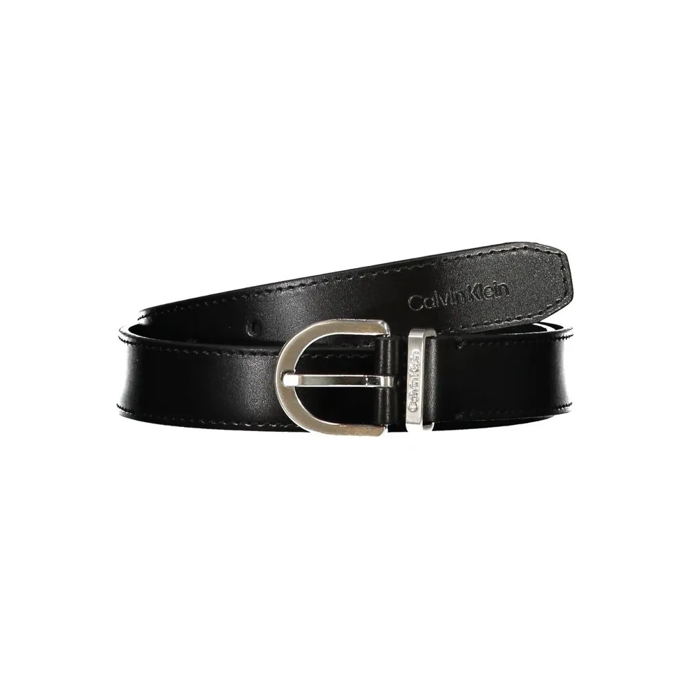 Calvin Klein Women's Sleek Black Leather Belt with Metal Buckle