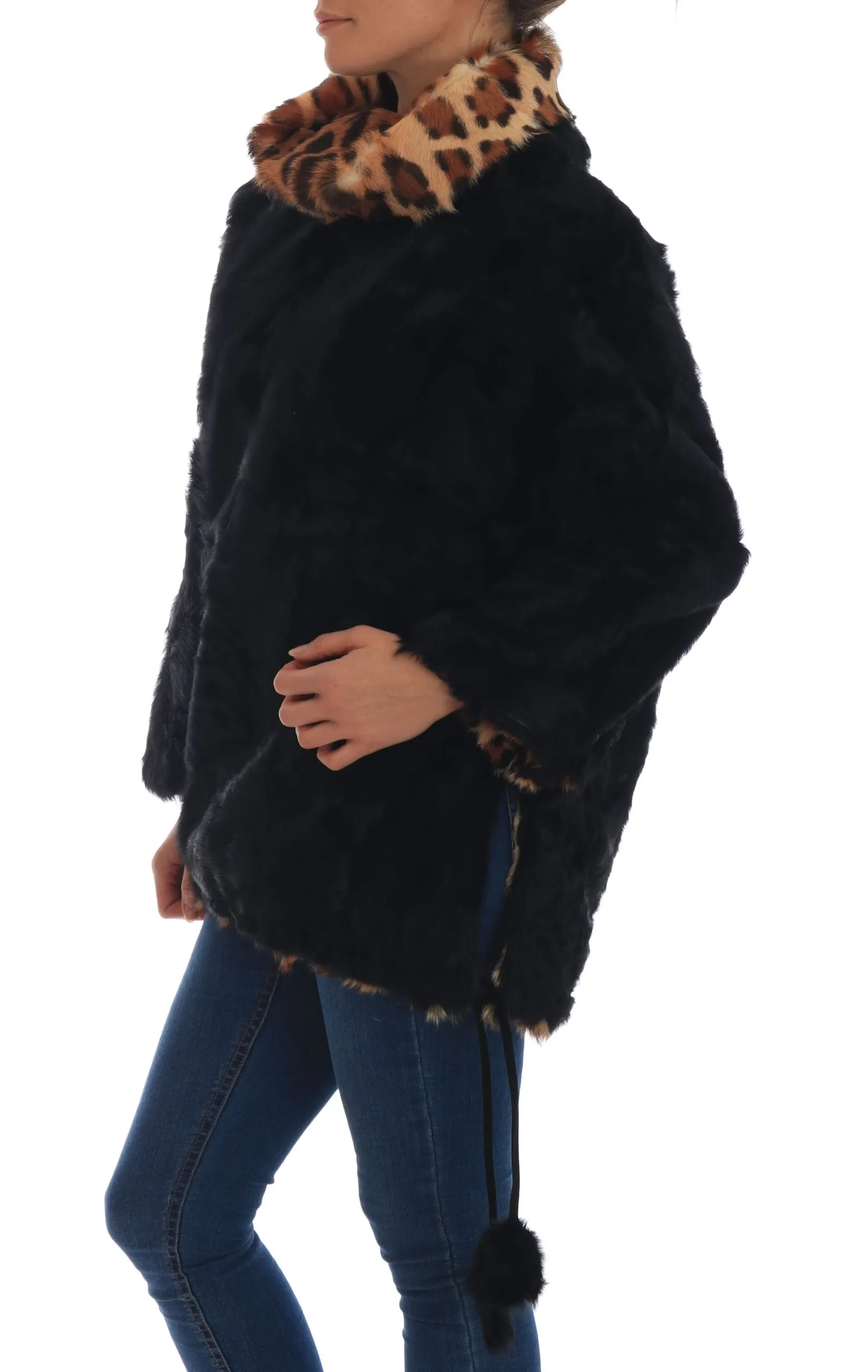 Dolce & Gabbana Women's Elegant Black Lamb Fur Short Coat