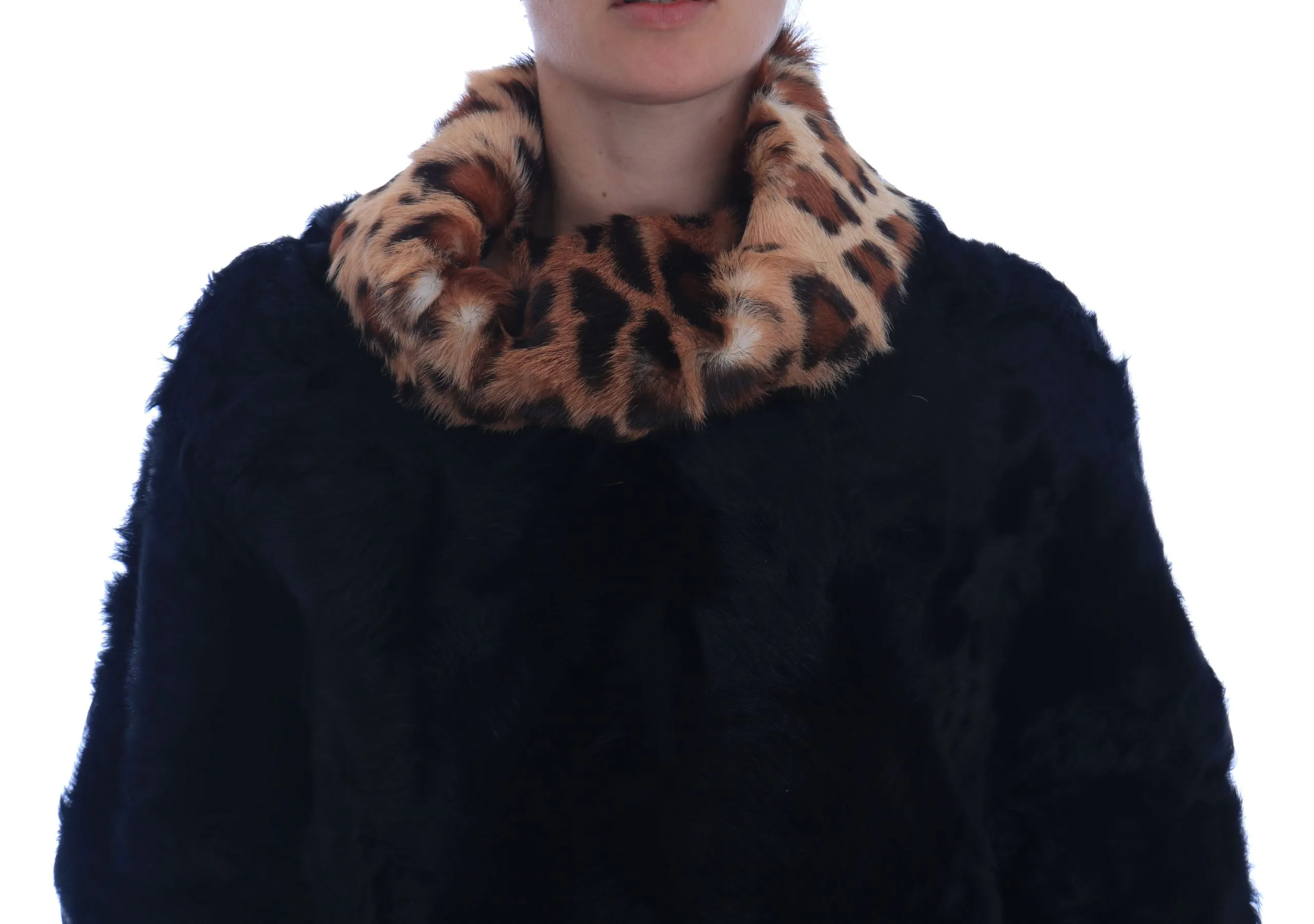 Dolce & Gabbana Women's Elegant Black Lamb Fur Short Coat