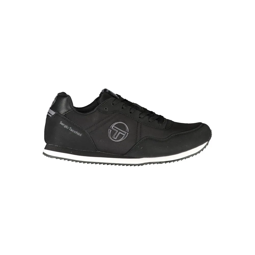 Sergio Tacchini Men's Elegant Black Embroidered Sneakers with Laces