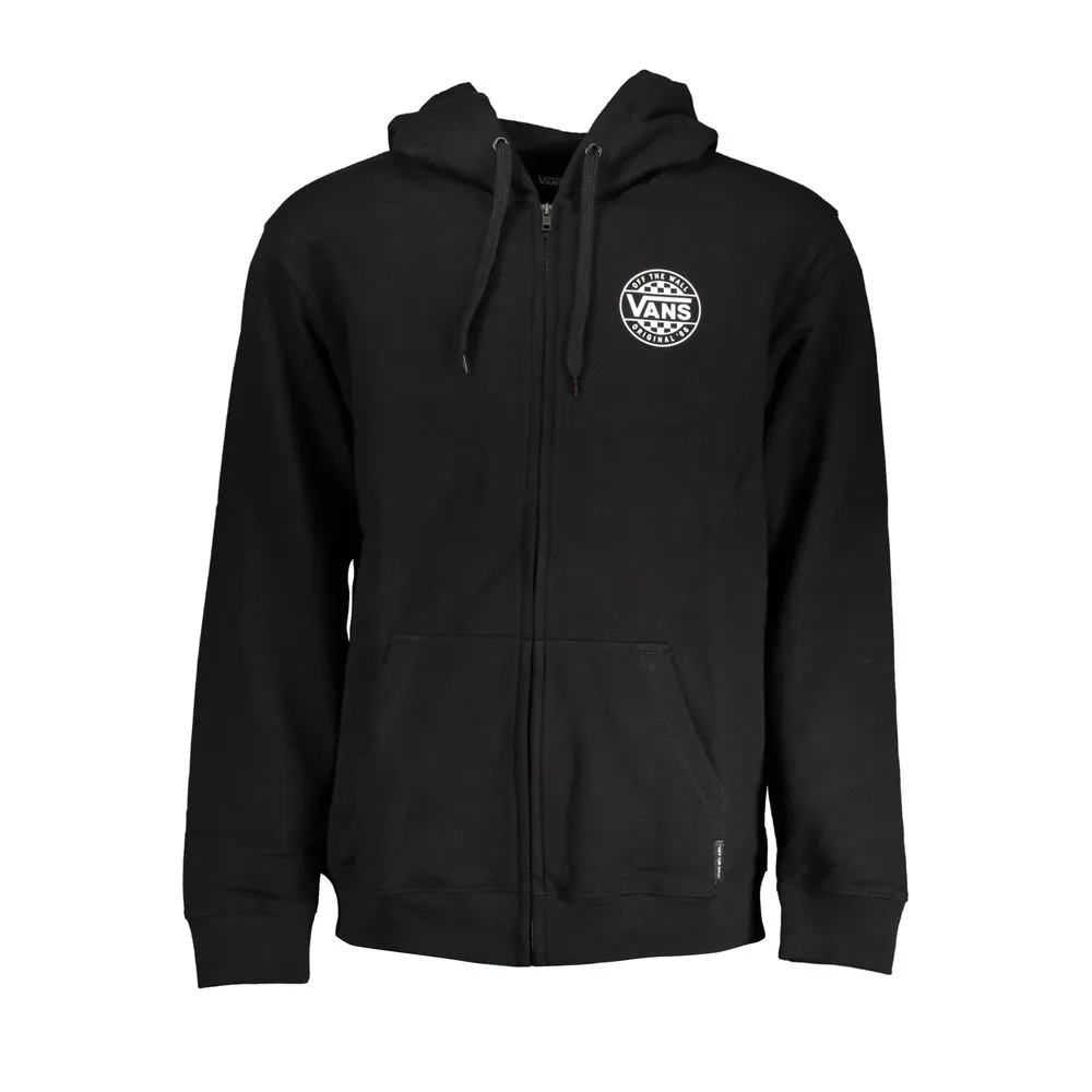 Vans Men's Sleek Black Zip Hoodie with Logo Print