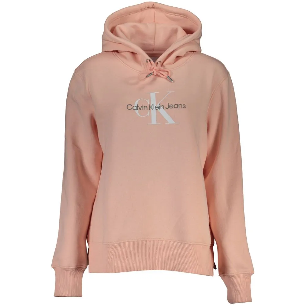 Calvin Klein Women's Chic Pink Fleece Hooded Sweatshirt with Logo Embroidery