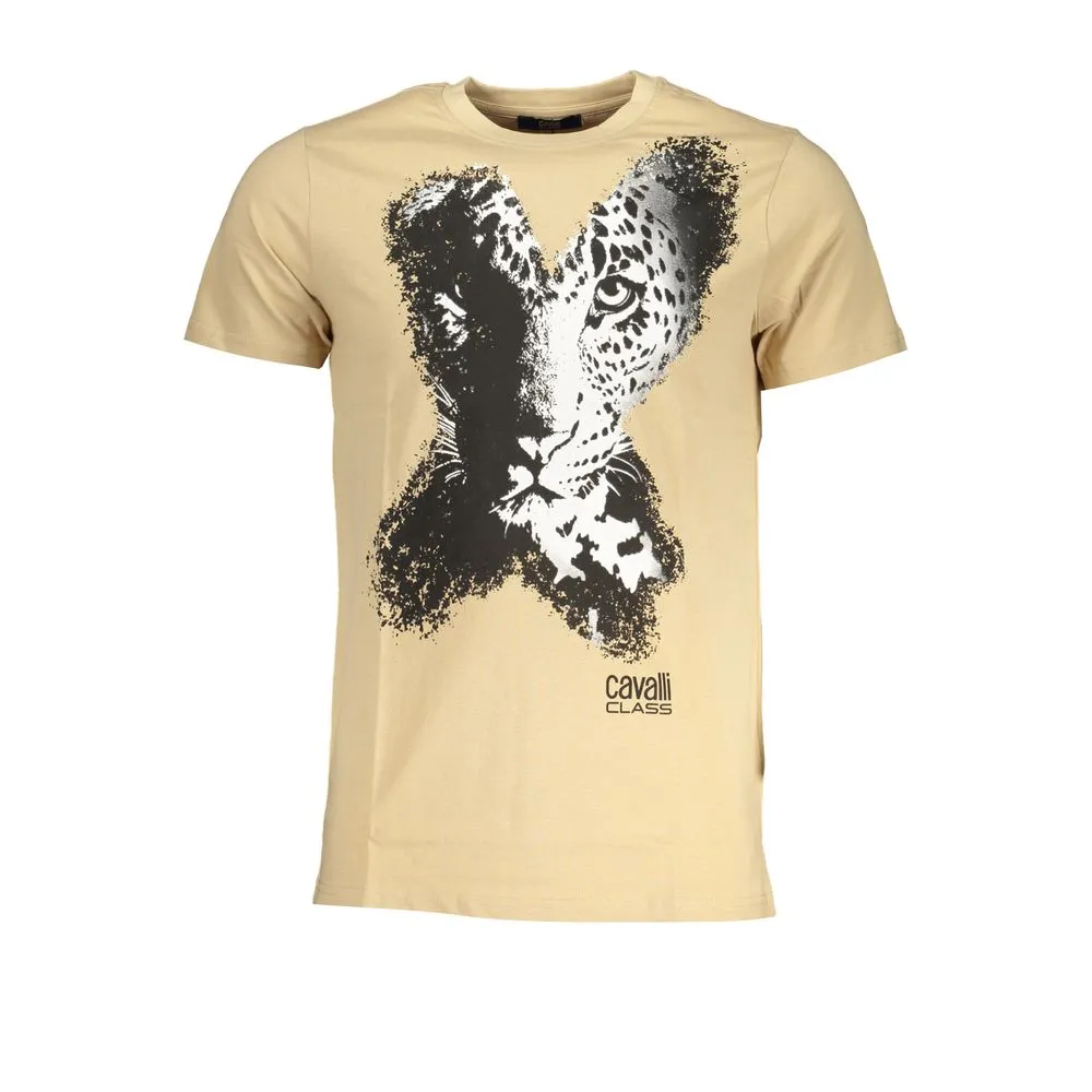 Cavalli Class Men's Beige Cotton T-Shirt