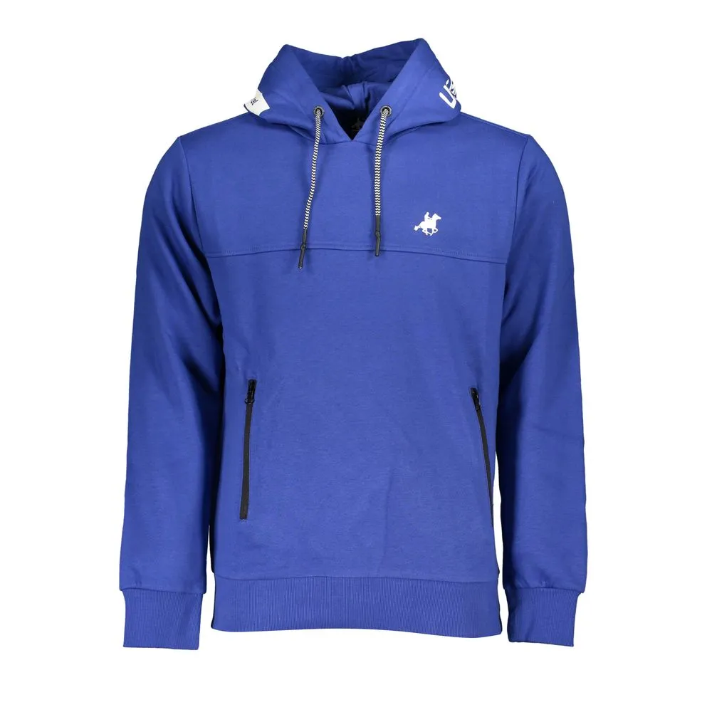 U.S. Grand Polo Men's Chic Blue Hooded Fleece Sweatshirt with Logo Detail