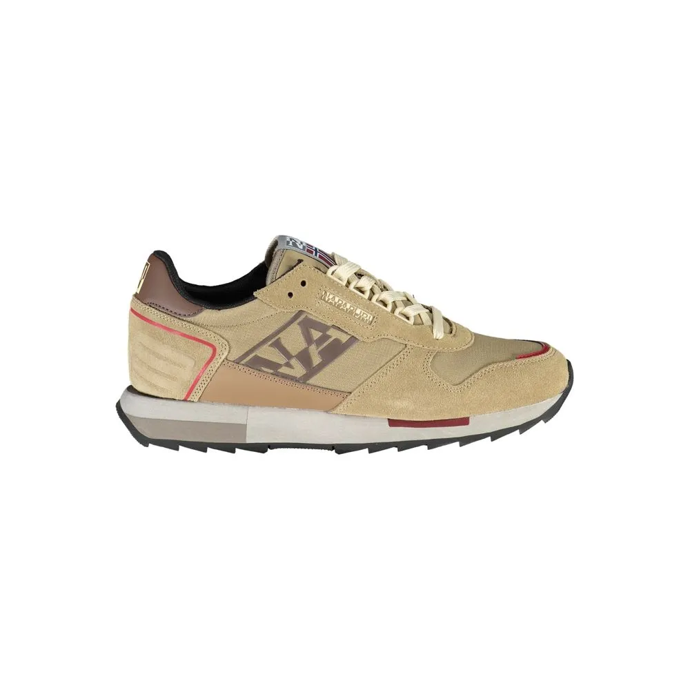 Napapijri Men's Beige Contrast Lace-up Sports Sneakers