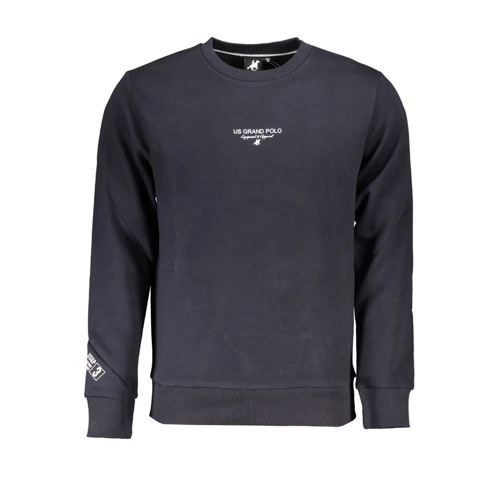 U.S. Grand Polo Men's Elegant Fleece Crew Neck Sweatshirt in Blue