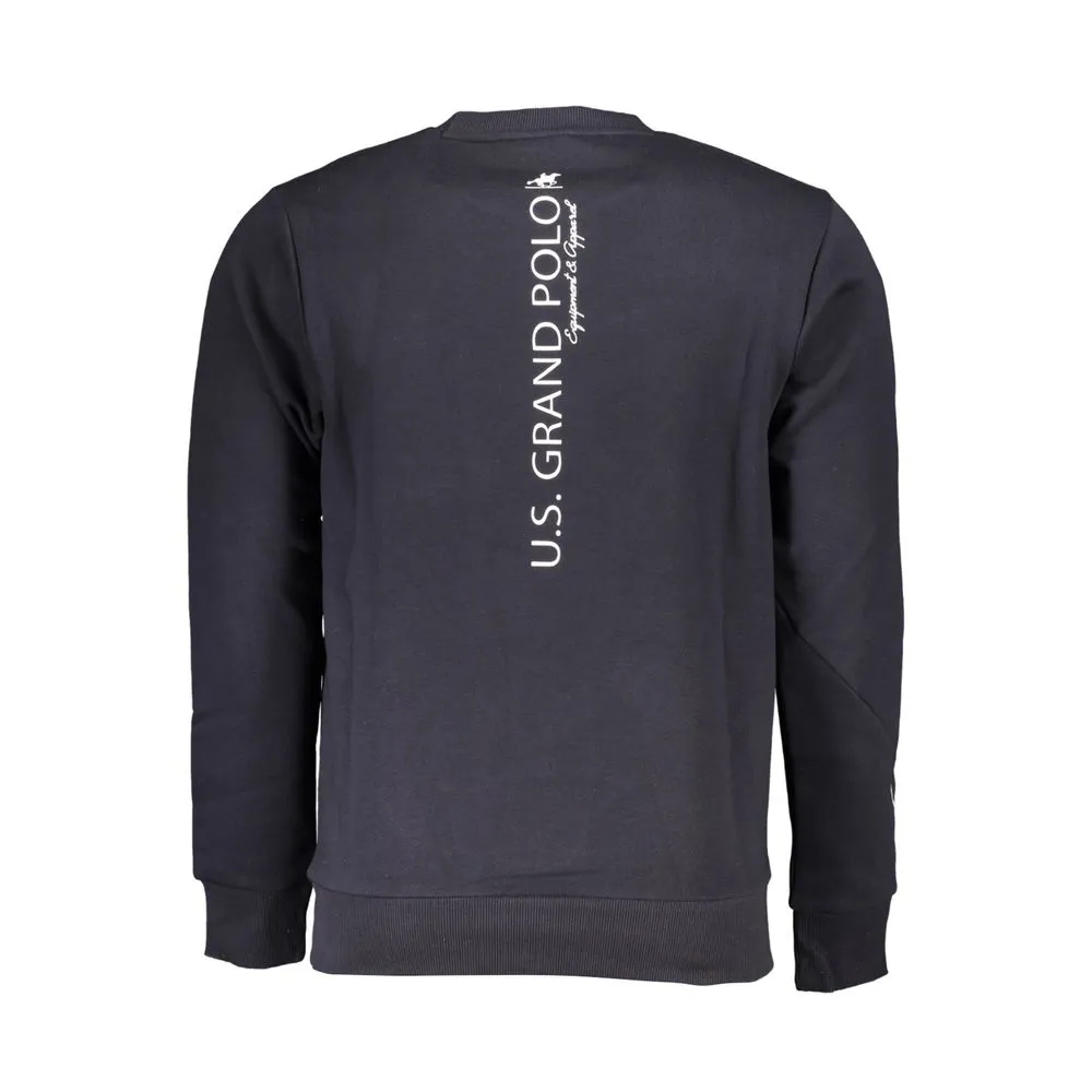 U.S. Grand Polo Men's Elegant Fleece Crew Neck Sweatshirt in Blue