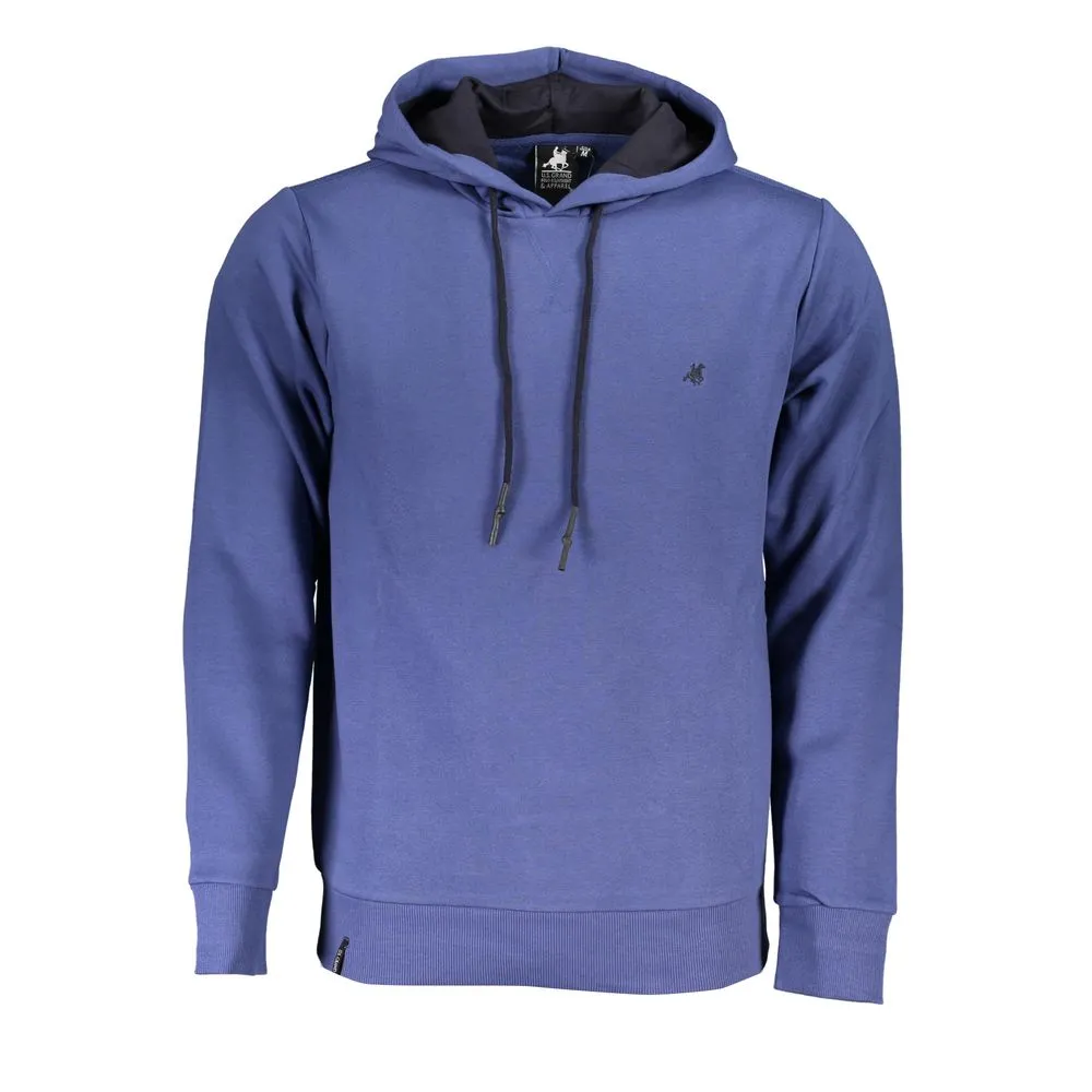 U.S. Grand Polo Men's Elegant Long Sleeve Hooded Sweatshirt in Blue