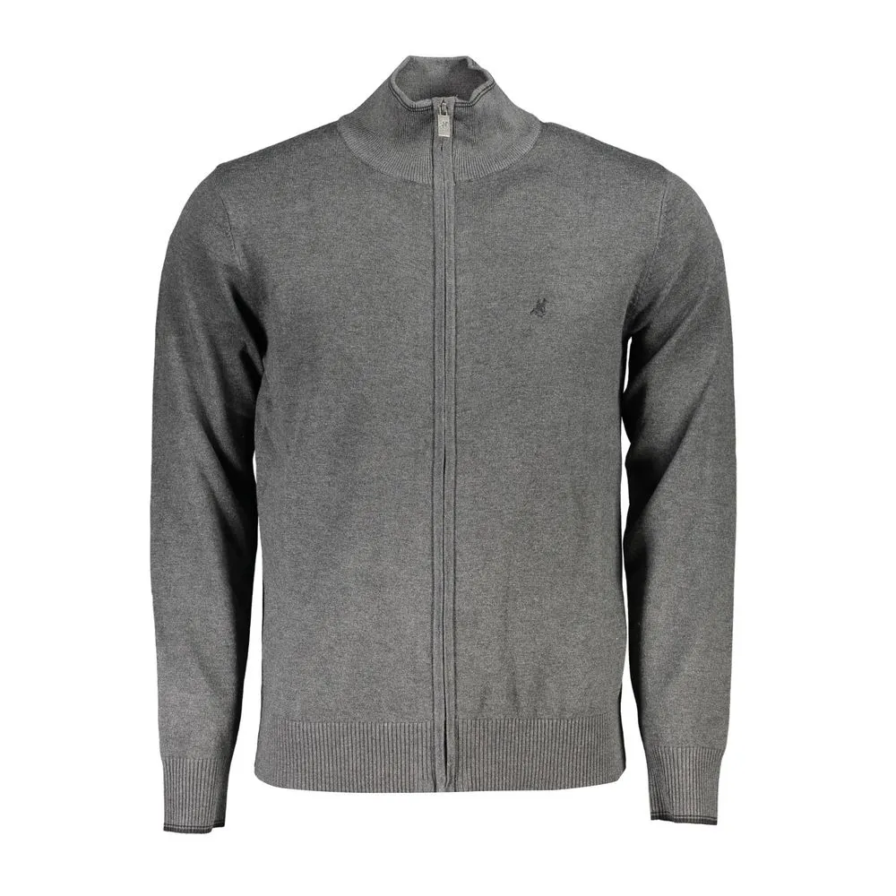 U.S. Grand Polo Men's Sleek Gray Long Sleeve Zip Cardigan