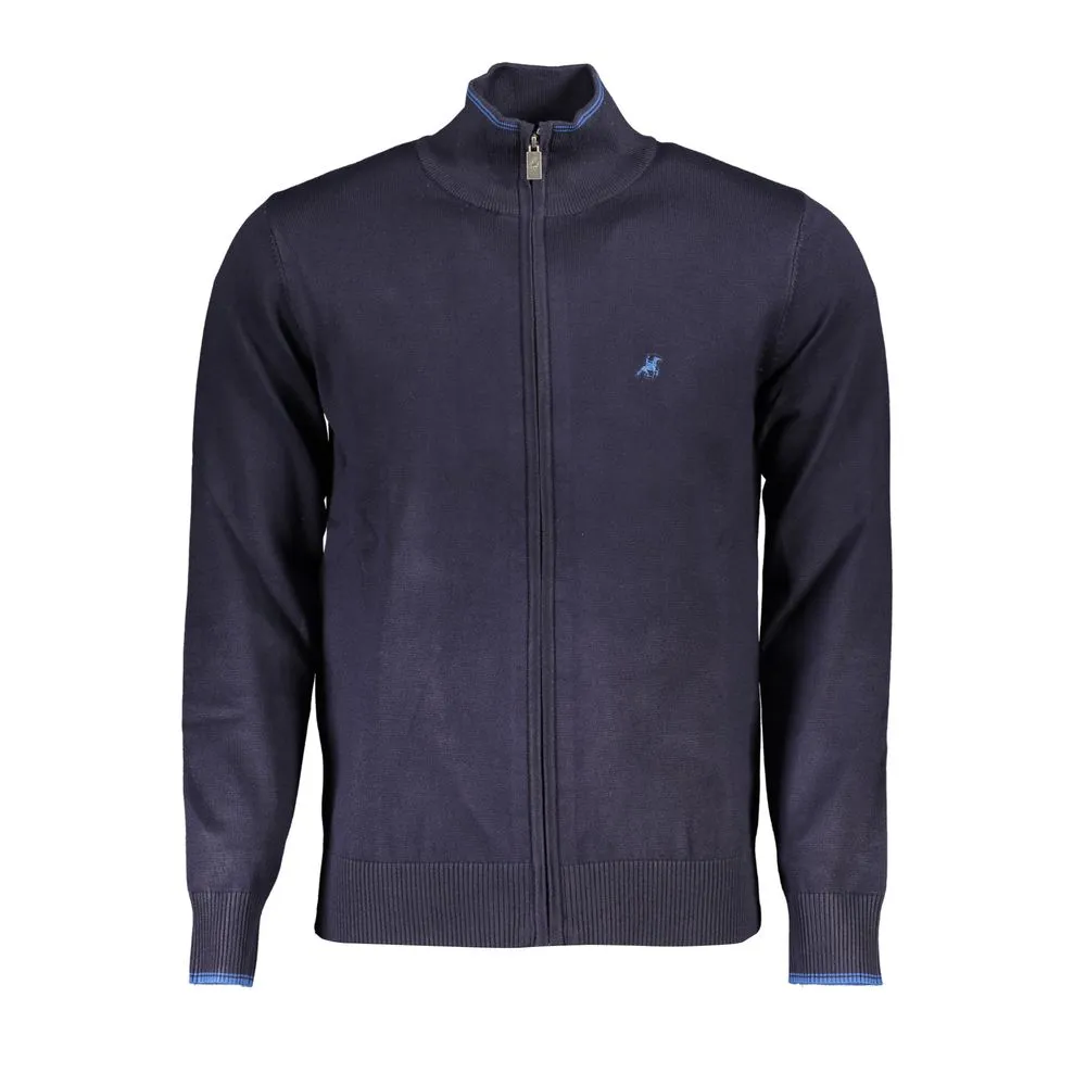 U.S. Grand Polo Men's Classic Blue Zip Cardigan with Contrast Details