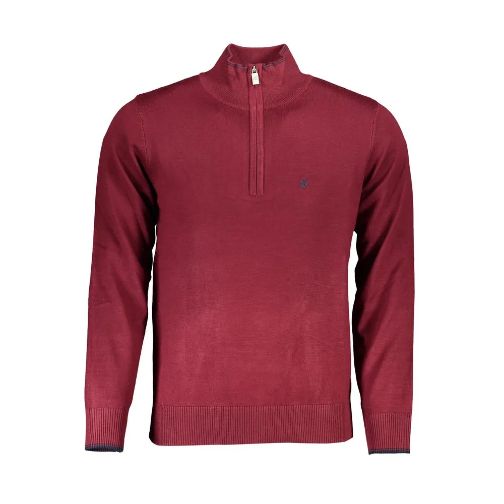 U.S. Grand Polo Men's Elegant Half-Zip Sweater with Embroidery Detail