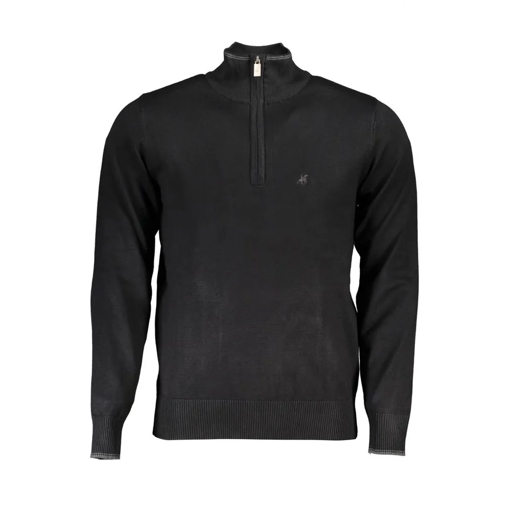 U.S. Grand Polo Men's Elegant Half Zip Sweater with Contrast Details