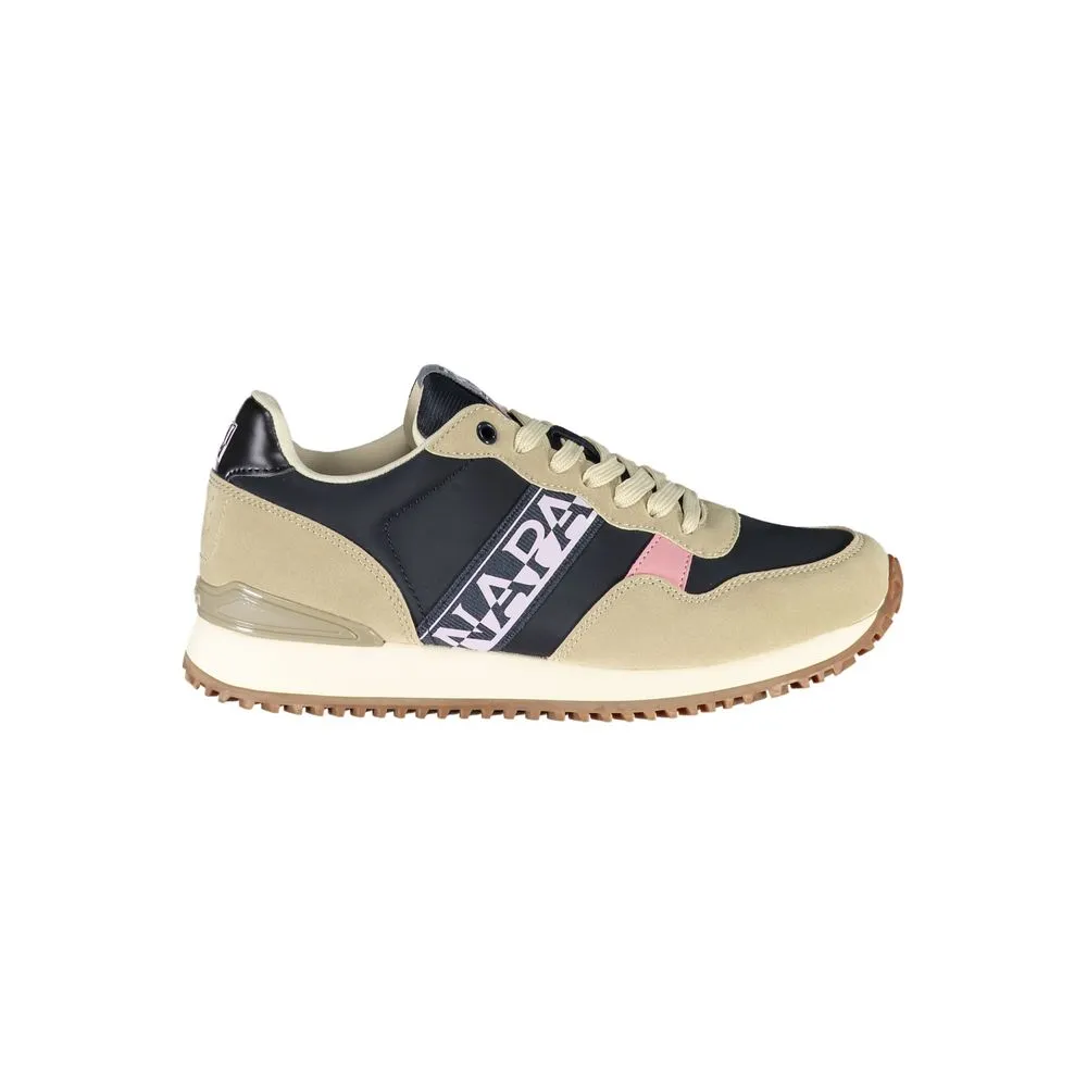 Napapijri Women's Beige Lace-Up Sneakers with Contrasting Details
