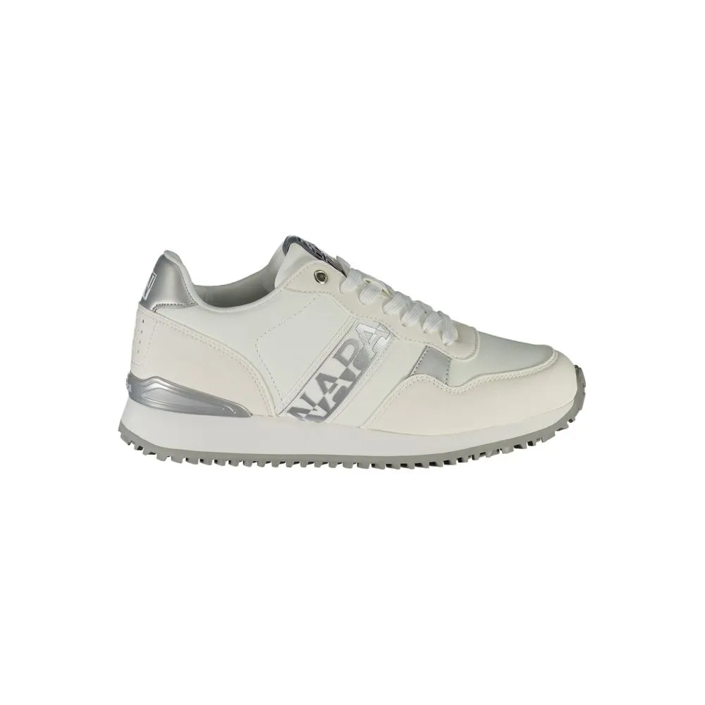 Napapijri Women's Chic White Lace-Up Sneakers with Contrast Detail