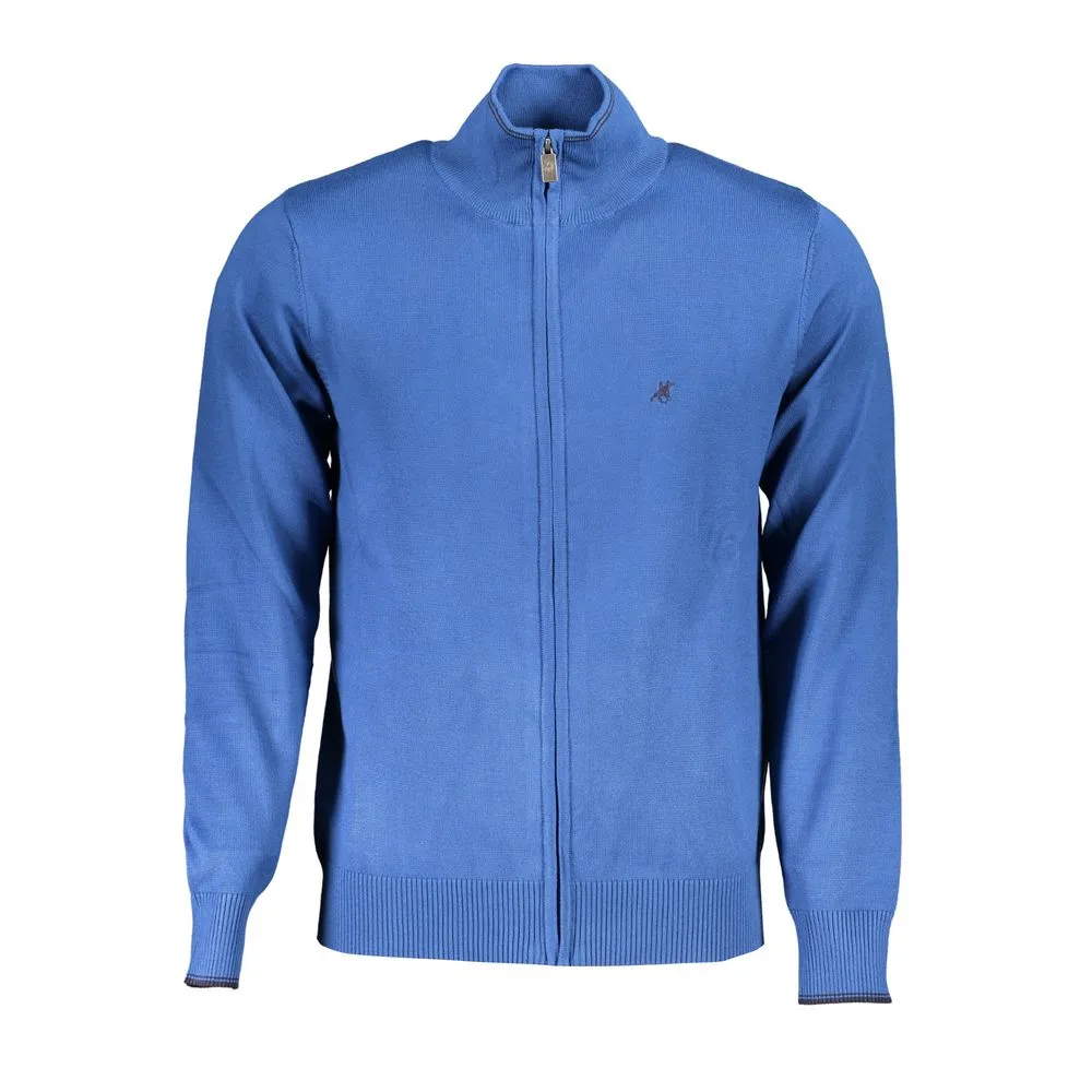 U.S. Grand Polo Men's Elegant Long Sleeve Zip Cardigan with Embroidery