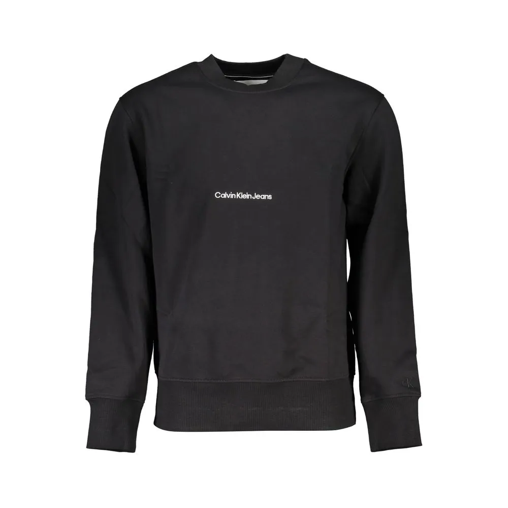 Calvin Klein Men's Sleek Black Crew Neck Fleece Sweatshirt