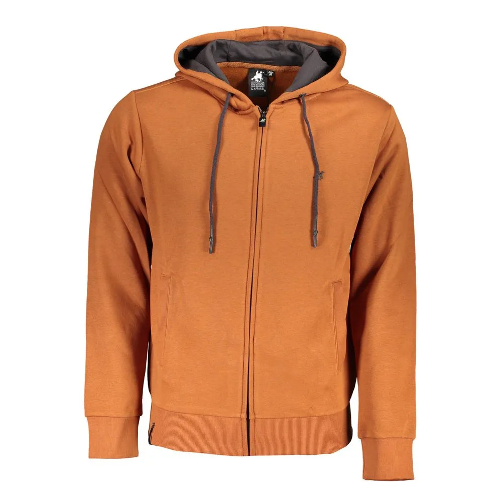 U.S. Grand Polo Men's Classic Hooded Zip Sweatshirt in Brown