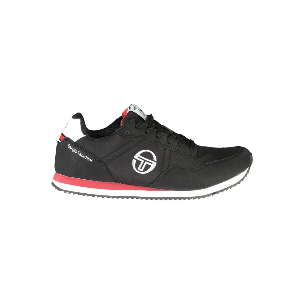 Sergio Tacchini Men's Sleek Black Sneakers with Contrast Details