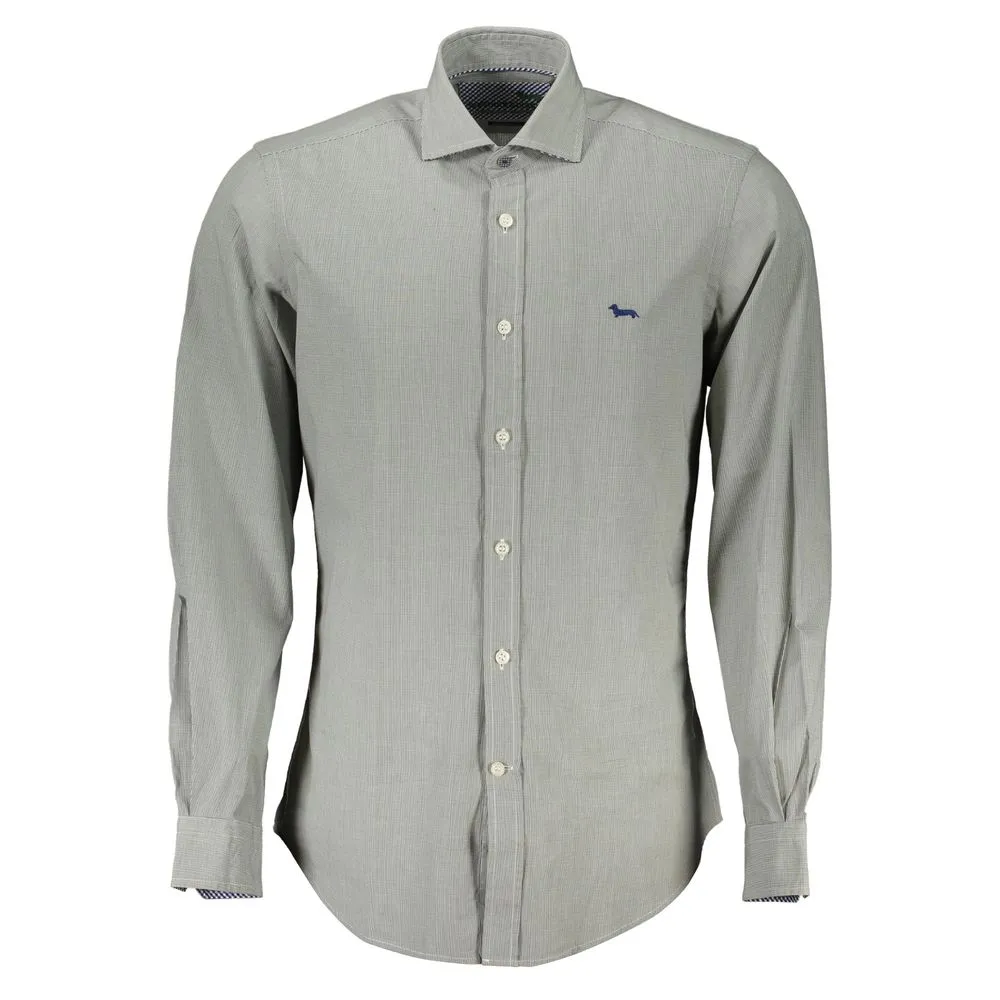 Harmont & Blaine Men's Elegant Green Slim Fit Long Sleeve Shirt