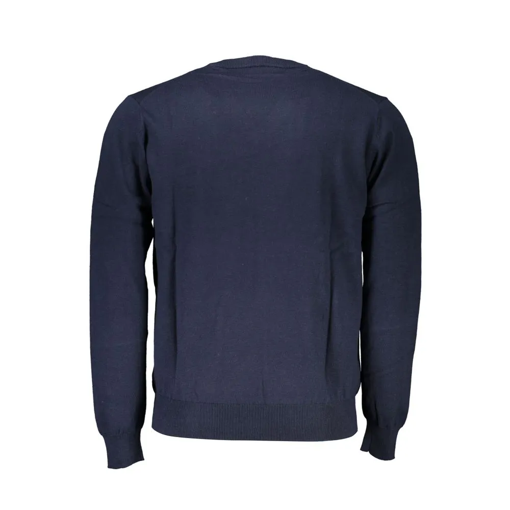 Harmont & Blaine Men's V-Neck Embroidered Blue Sweater