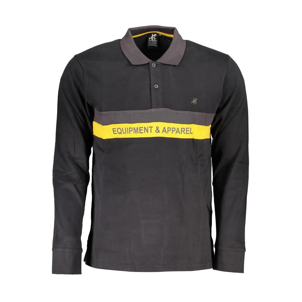 U.S. Grand Polo Men's Black Cotton Polo Shirt