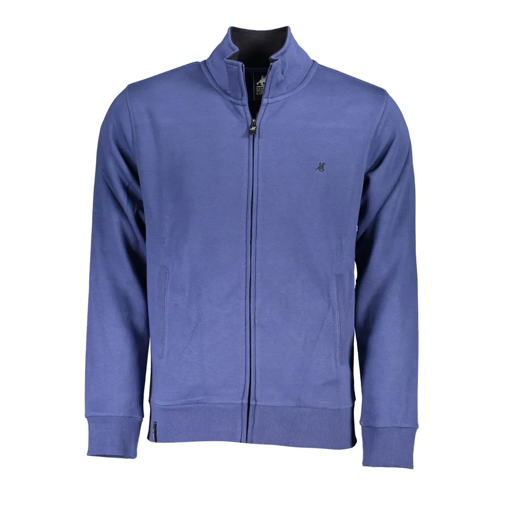 U.S. Grand Polo Men's Classic Blue Zippered Sweatshirt with Embroidery
