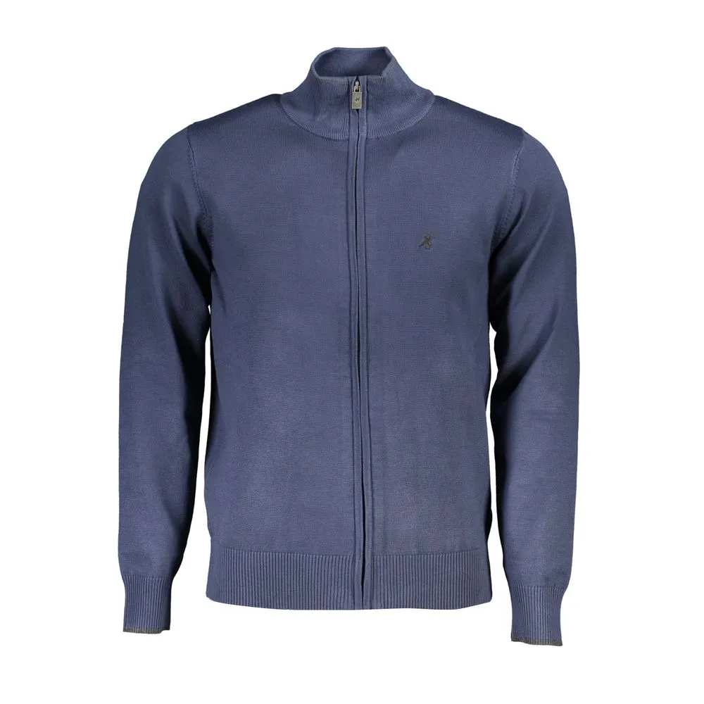 U.S. Grand Polo Men's Elegant Long Sleeve Zip Cardigan with Contrast Detail