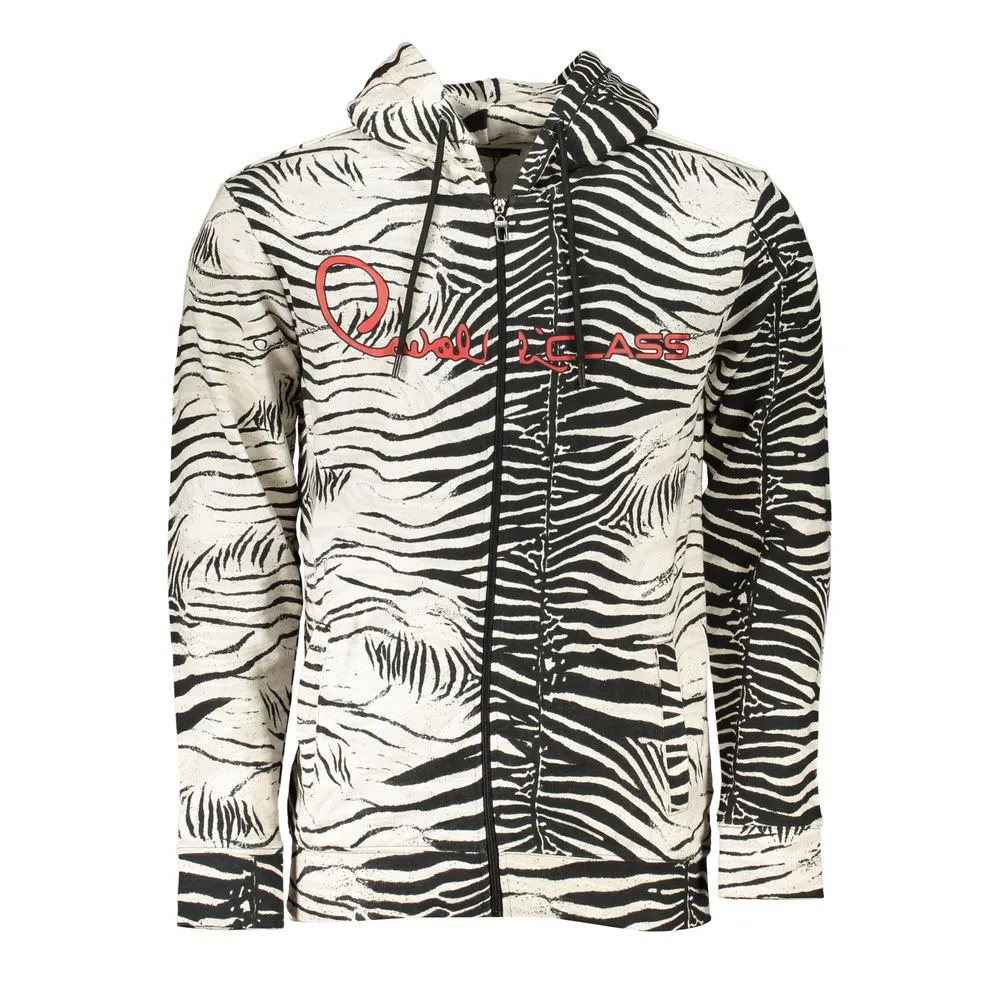Cavalli Class Men's White Cotton Mens Hooded Sweater