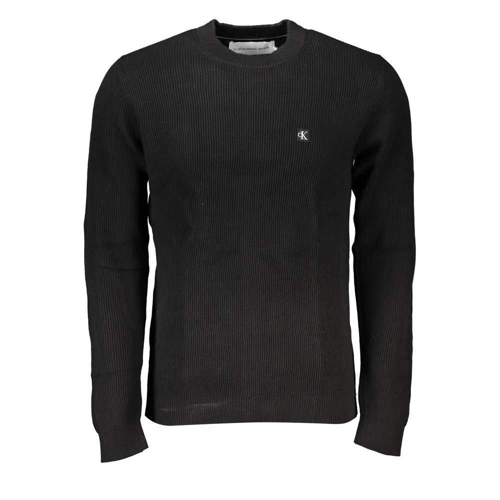 Calvin Klein Men's Sleek Black Crew Neck Sweater with Logo