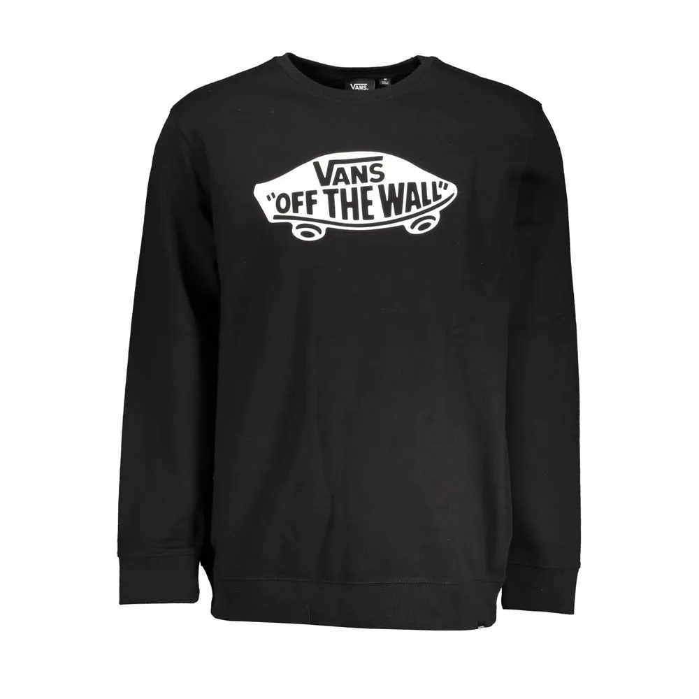 Vans Men's Sleek Black Cotton Sweatshirt with Logo Print