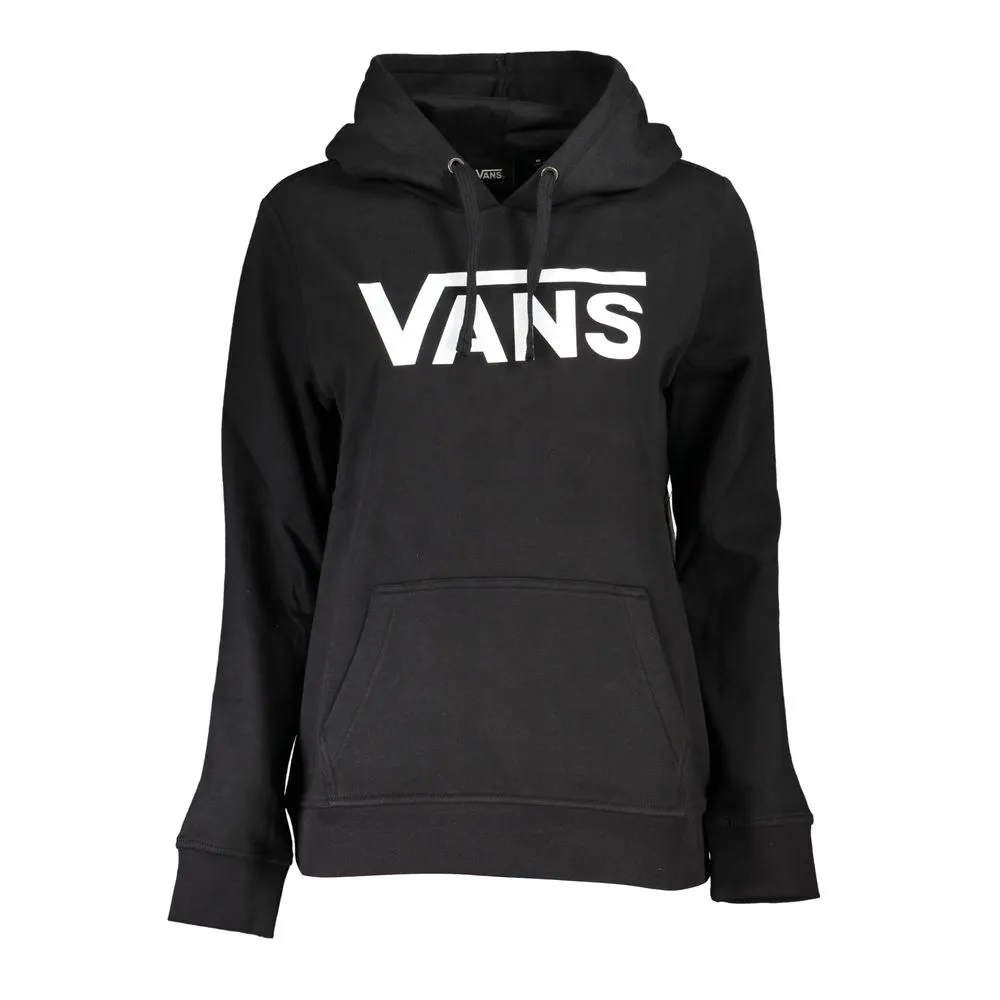 Vans Women's Sleek Black Hooded Fleece Sweatshirt with Logo