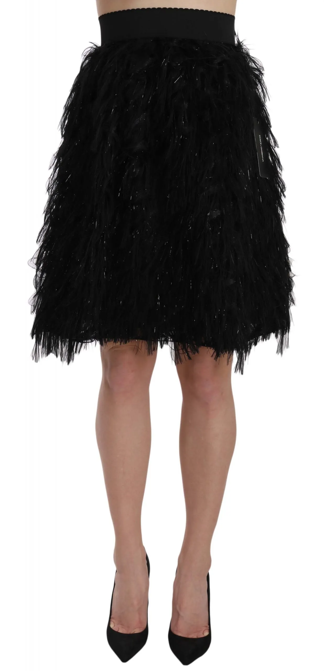 Dolce & Gabbana Women's High Waist Black Elastic Mini Skirt