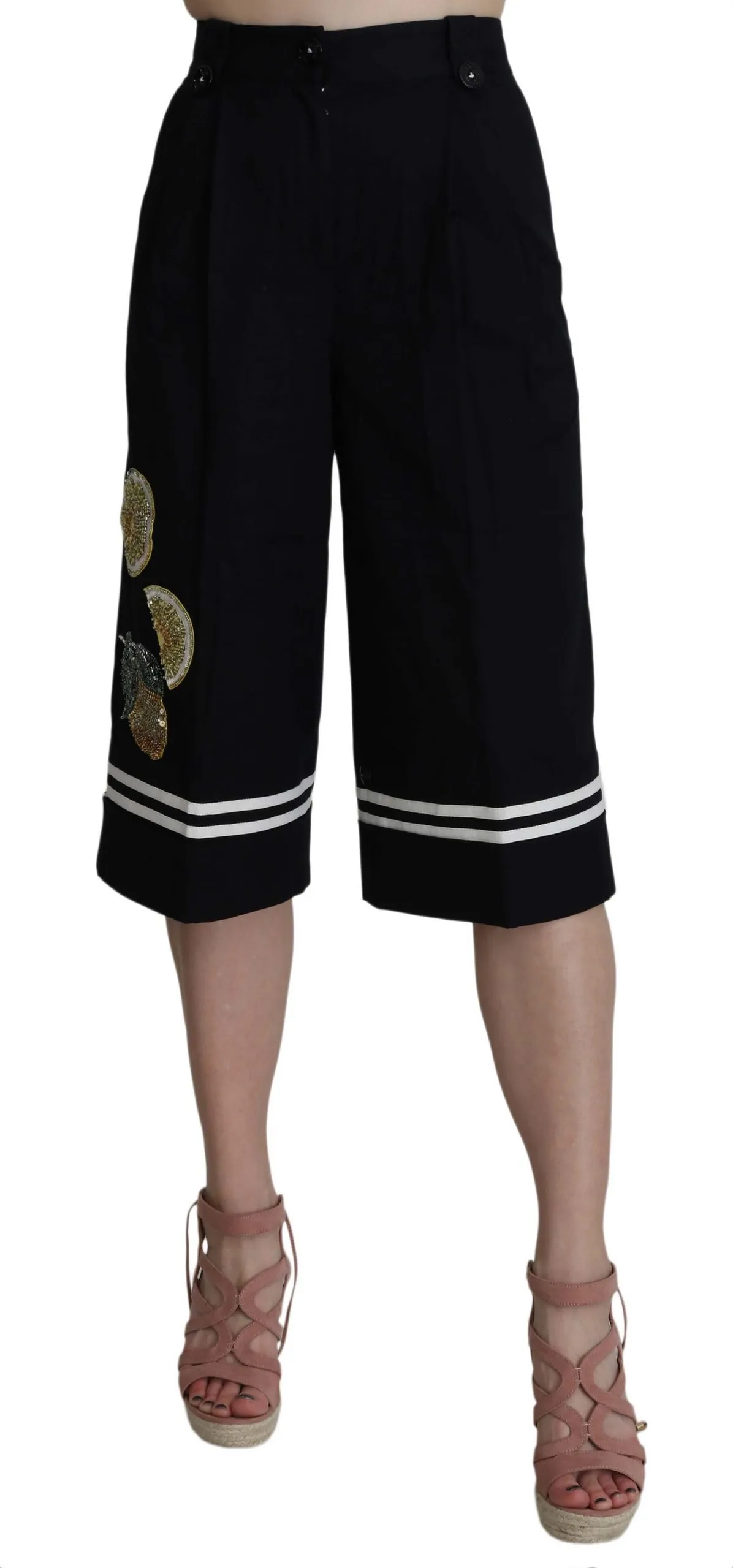 Dolce & Gabbana Women's Elegant High Waist Black Cotton Pants