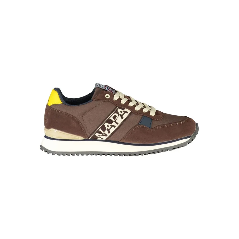 Napapijri Men's Chic Brown Lace-up Sneakers with Contrast Detail